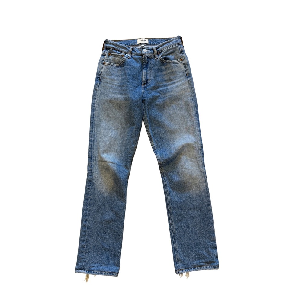 AGOLDE High Rise Straight Leg Jeans Lyle Ankle Organic Denim Medium Wash Size 25